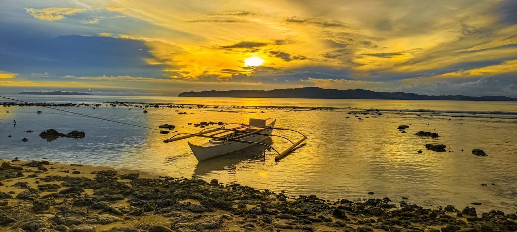 boat with sunset